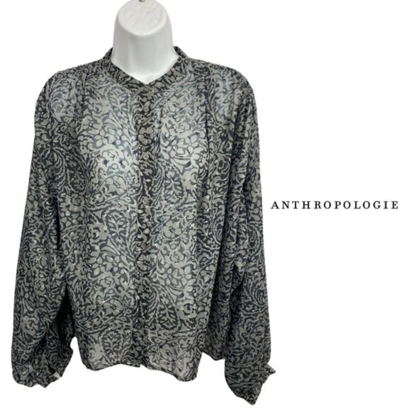 Anthropologie See U Soon NWT Brown & Black Abstract Floral Print Blouse – Size S - Picture 1 of 12